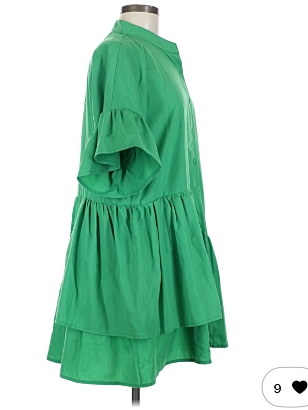 Sunday Green Tiered Ruffle Button-Front Mini Dress - Picture 3 of 5